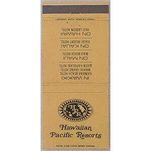 Vintage Front Strike Matchbook Cover Hawaiian Pacific Resorts Honolulu & Tokyo